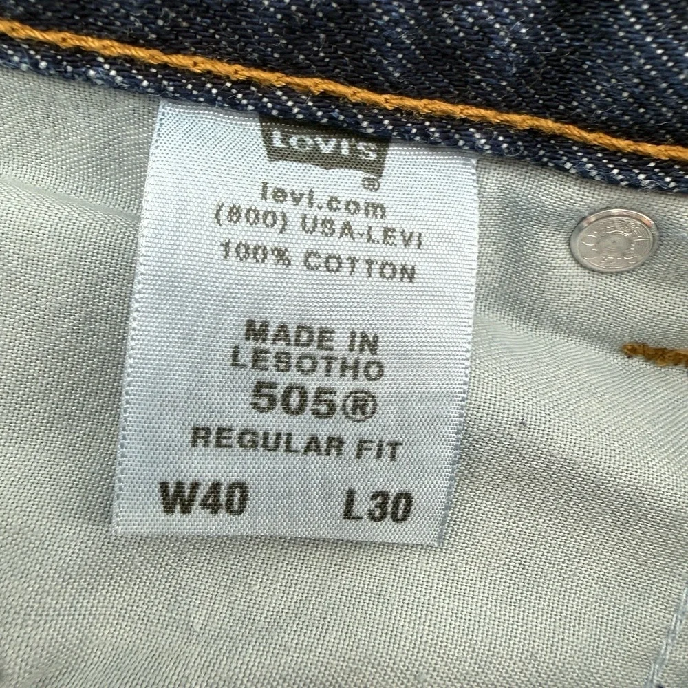 Levi's 505 Regular Fit Jeans Men Tag 40x30 Real 40x29.5  Straight Leg Denim Dark